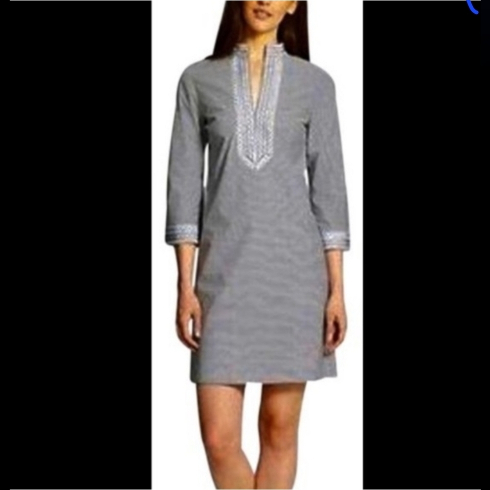 Tory Burch Striped Embroidered Tunic Dress Size 2